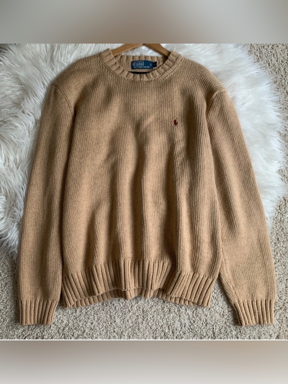 Polo Ralph Lauren Vintage Knit Sweater Tan Size XL